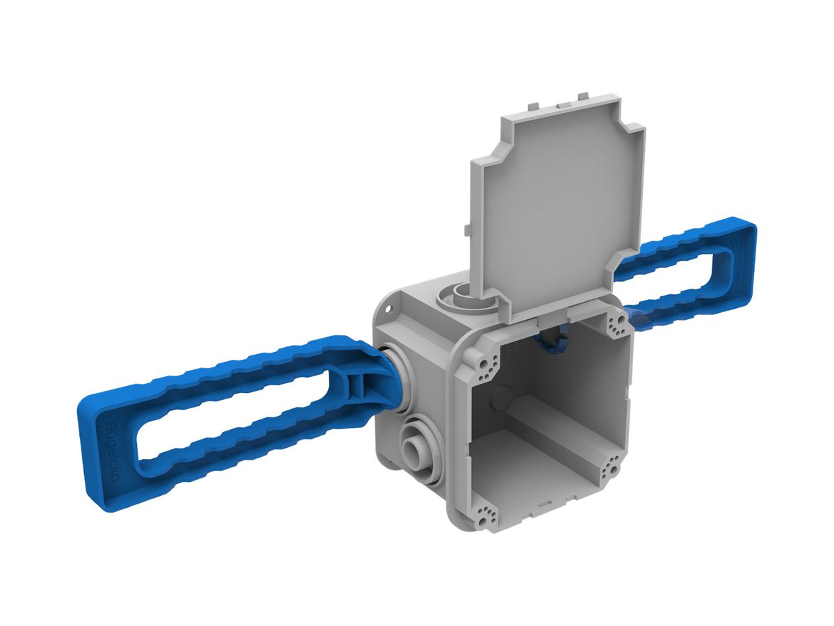 UP-Einlasskasten Spotbox UP1, 1×1, mit 2 Flügelclips M20, grau