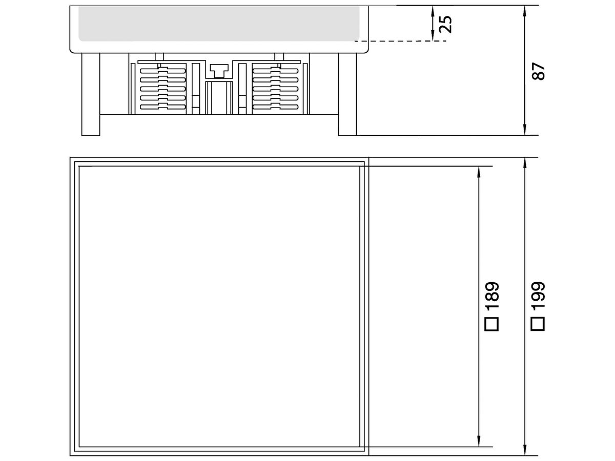 Edelstahlkassette Hager Q06 6 32×200×200mm rostfreier Stahl