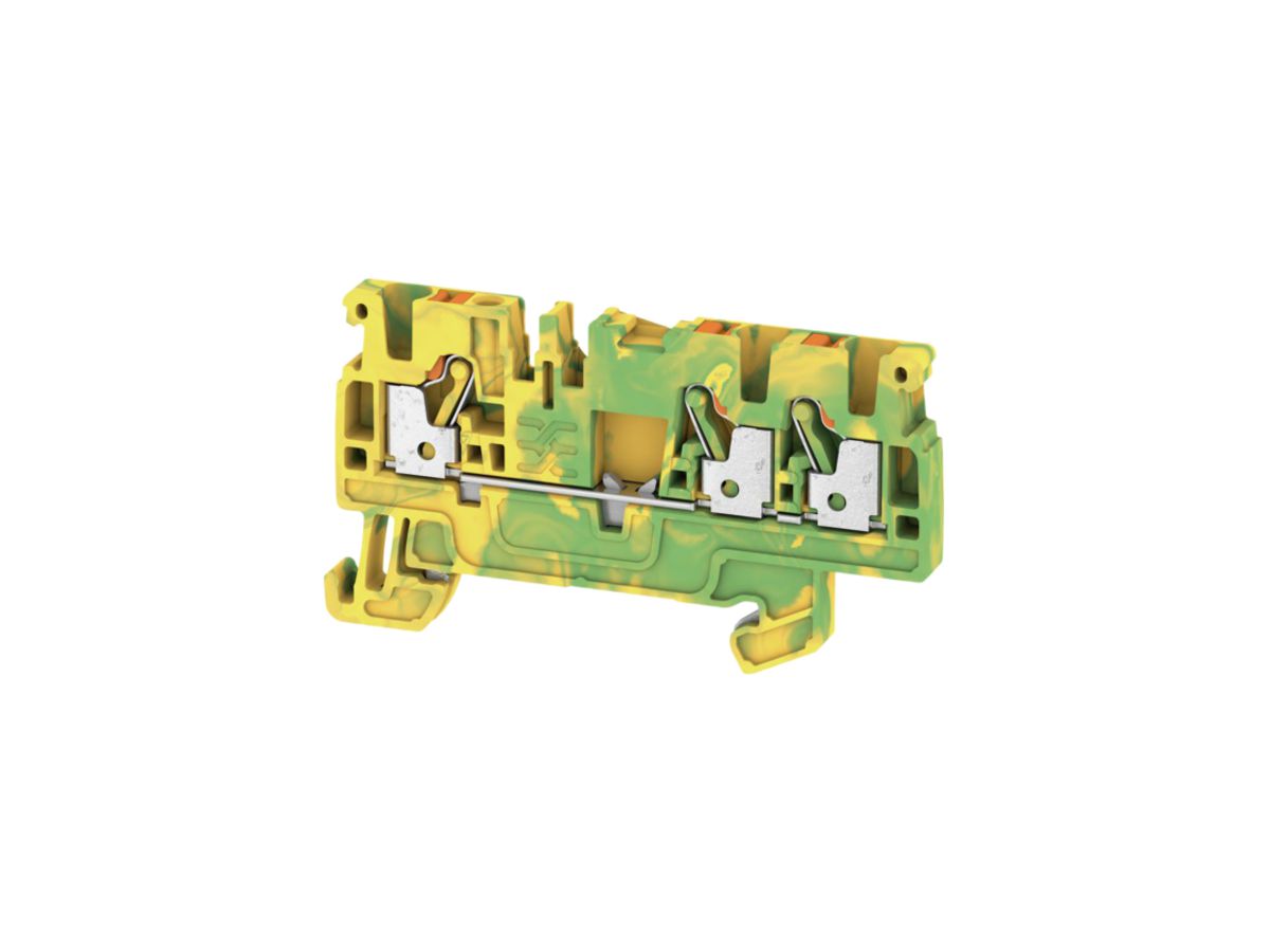 Schutzleiter-Reihenklemme Weidmüller A3C PUSH IN 2.5mm² 3 Anschlüsse grün-gelb