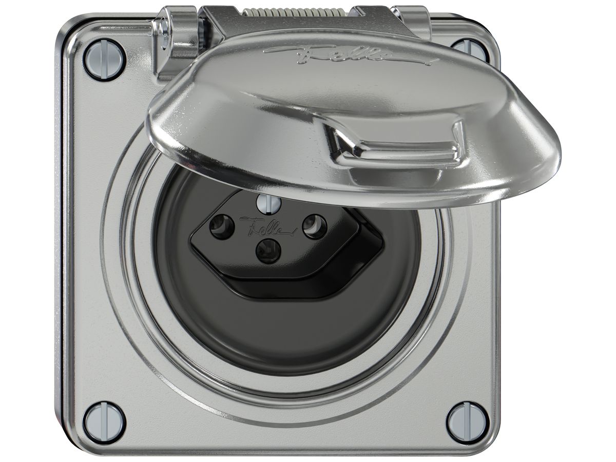 UP-Steckdose ELEMENT SNAPFIX® 1×Typ 13 10A 250V mit Klappdeckel IP20 alu