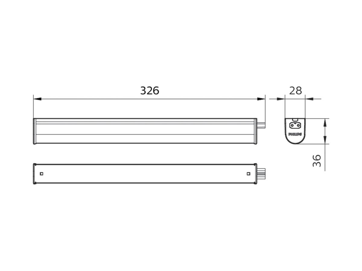 LED-Lichtleiste Ledinaire BN021C LED5S, 5W, 540lm, 840, 300mm, 174°
