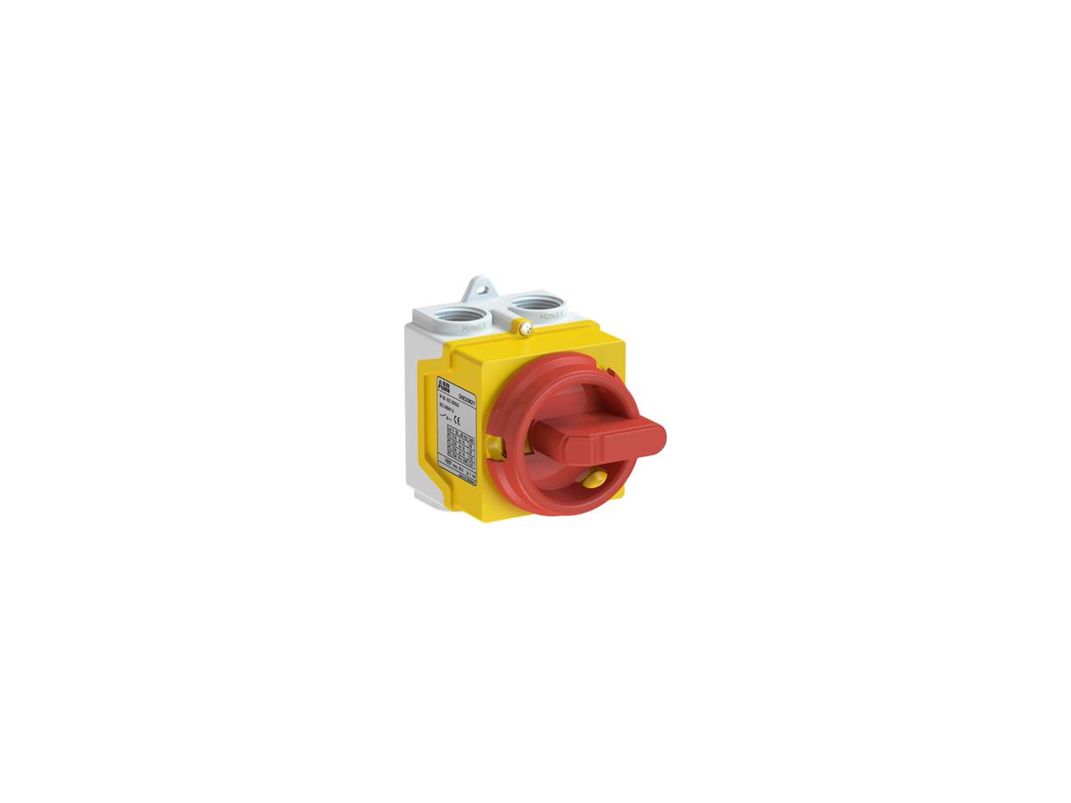 AP-Sicherheitsschalter ABB, 3P 20A 400V Kunststoffgehäuse Griff rot-gelb