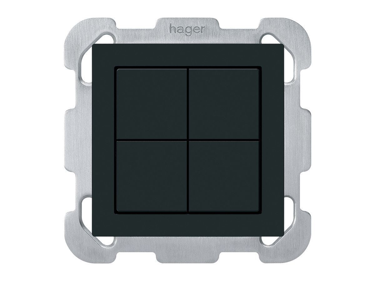 UP-KNX-Taster Hager BA kallysto B 4-fach 77×77mm schwarz