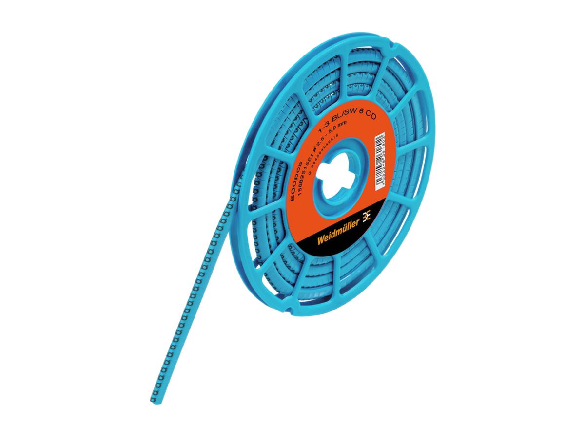 Leitermarkierer Weidmüller CLI C CD für Ø1…5mm 3×4.2mm Aufdruck: 6, blau