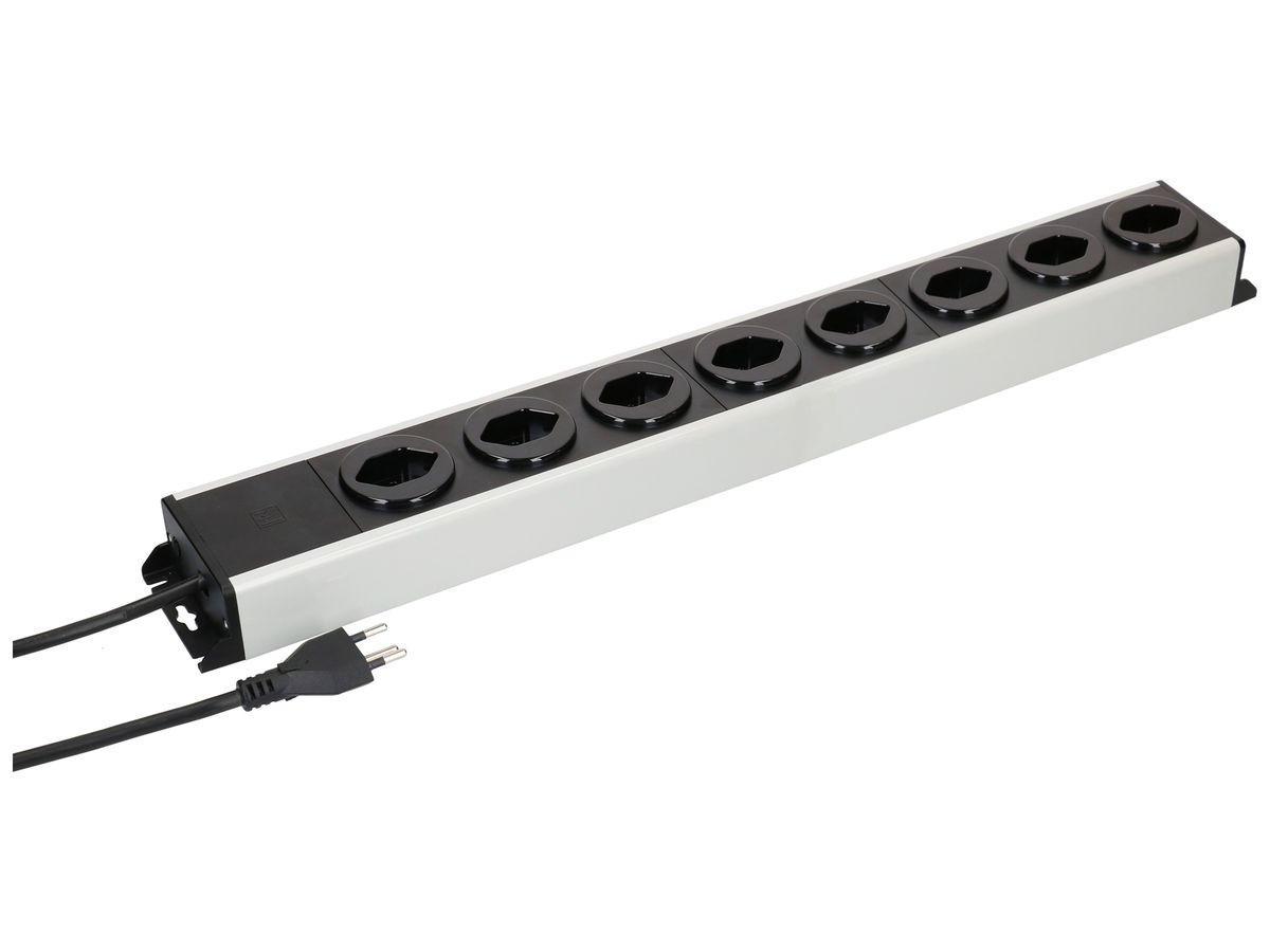 Steckdosenleiste MH POWER LINE 10A 8×T13 1.5m grau-schwarz