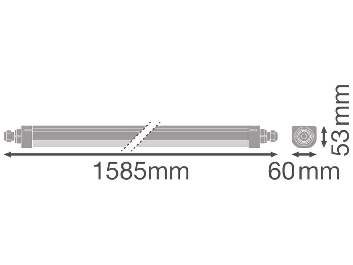 LED-Feuchtraumleuchte LEDVANCE COMPACT 44W 4200…6160lm 4000…6500K IP66 1585mm ws