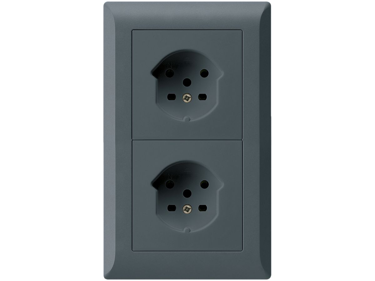UP-Kombi 2×1 HA kallysto.line 2×Typ 15 mit Steckklemmen anthrazit