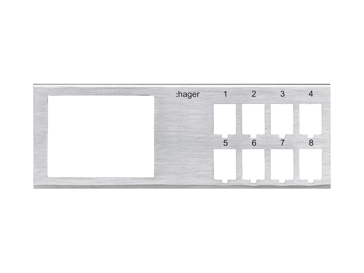Basismodul Hager HMS 8×RJ45 Keystone, 2×FLF Gr.I, grau