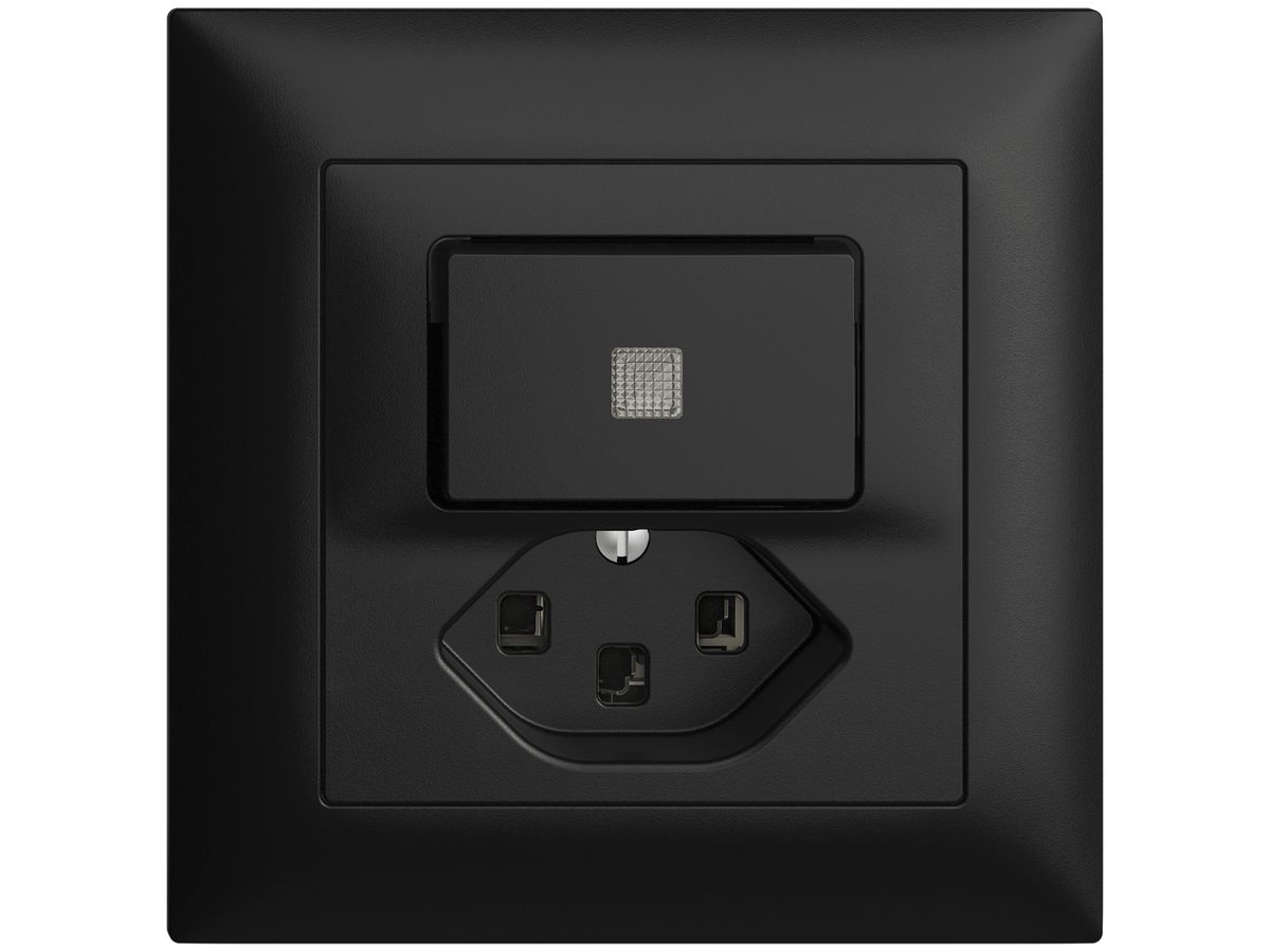 UP-Leuchtkombination 6/1L+T23 schwarz, LS EDIZIOdue mit Linse, LED gelb