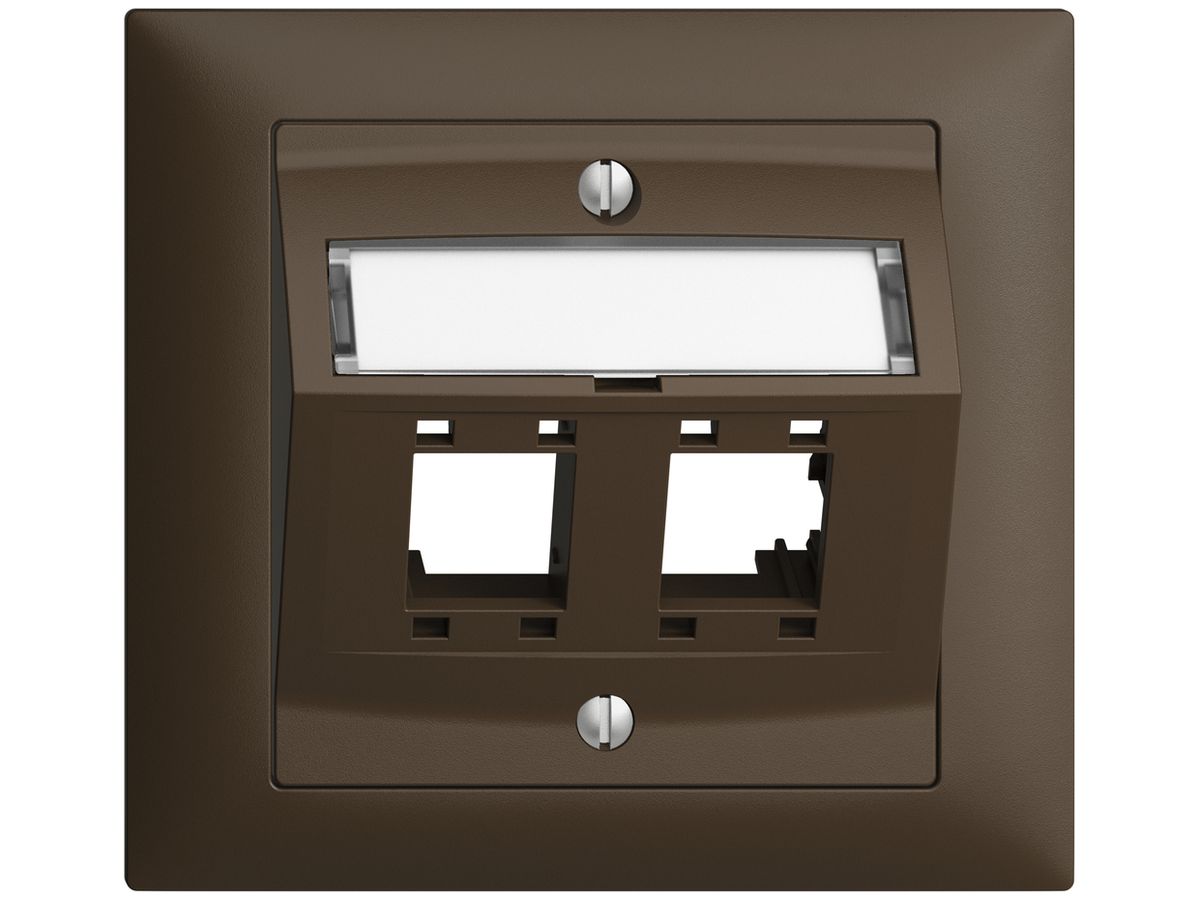 EB-Montageset EDIZIOdue FKE, mit Schrägauslasshaube, für 2×RJ45, coffee