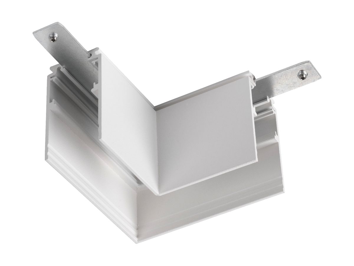 L-Verbinder SLV 48V TRACK Aluminium 71×71×47mm tief links weiss