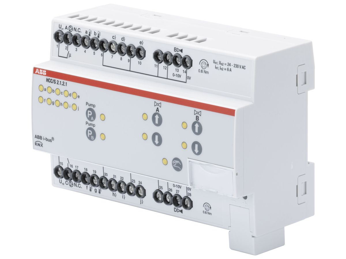 REG-Heiz-/Kühlkreis Controller ABB HCC/S 2.1.2.1 KNX, 2-fach, bedienbar