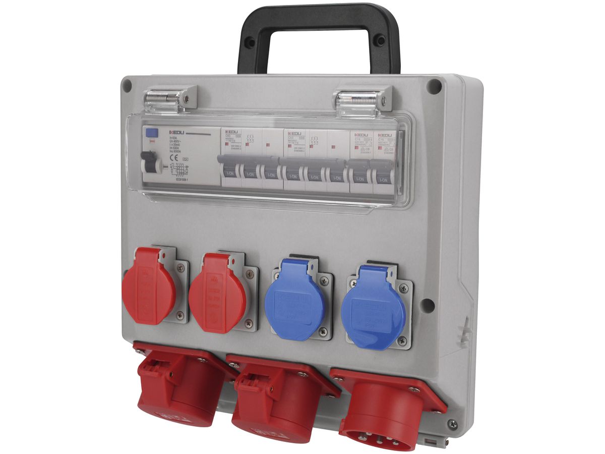 Stromverteiler Steffen 25A 2×T23 2×T25 2×CEE16 mit FI IP55
