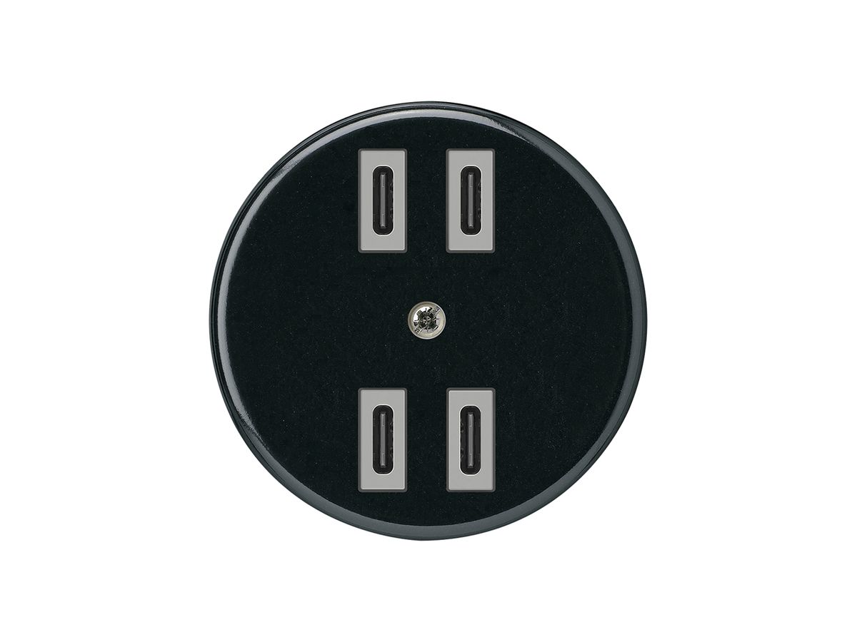 USB-Ladesteckdose Hager basico 2×C-C 2×20W oder 4×10W 5V schwarz