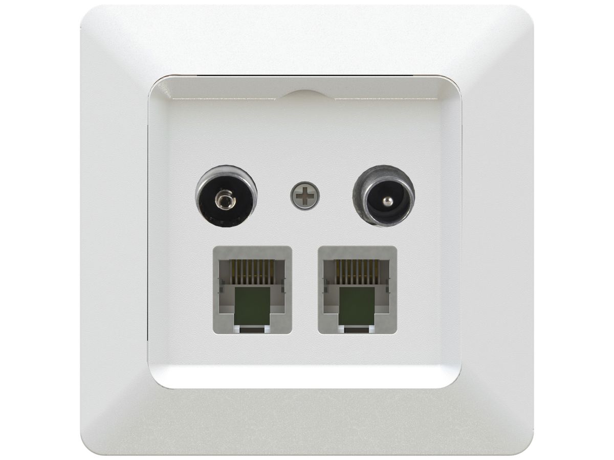 UP-TV/Radio/Netzwerk Stichdose MH priamos, 4dB, 2×RJ45, weiss