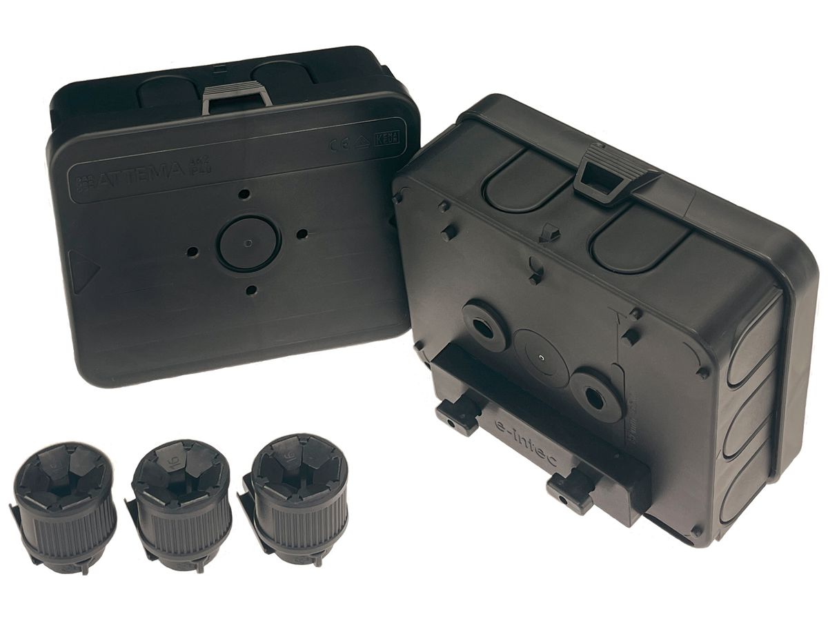 AP-Abzweigdose e-intec EasyFix 3 120×95×50mm IP40 schwarz