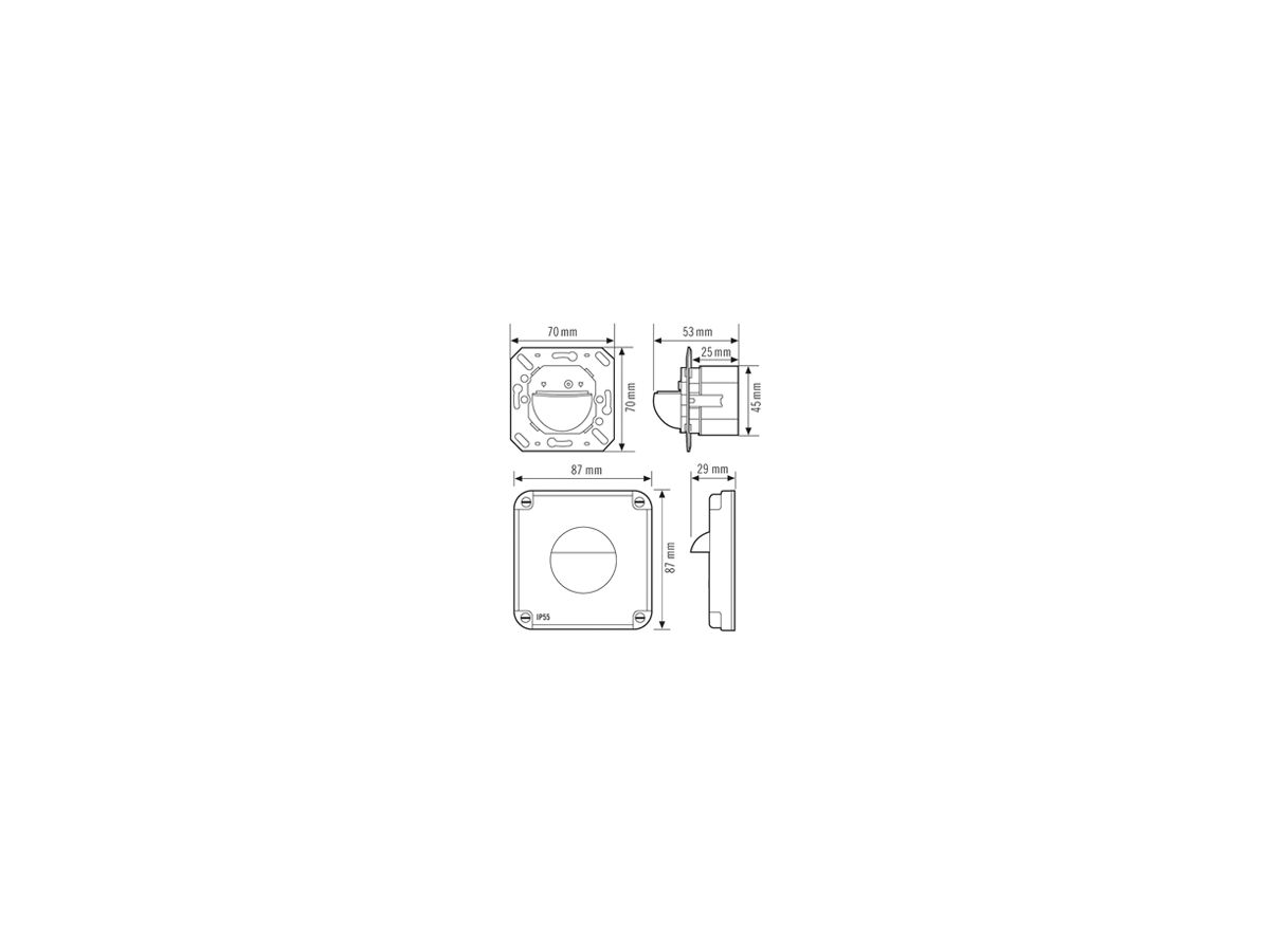 UP-Präsenzmelder KNX ESYLUX PD-C 180i KNX FEL NUP NAP NCO IP55 weiss