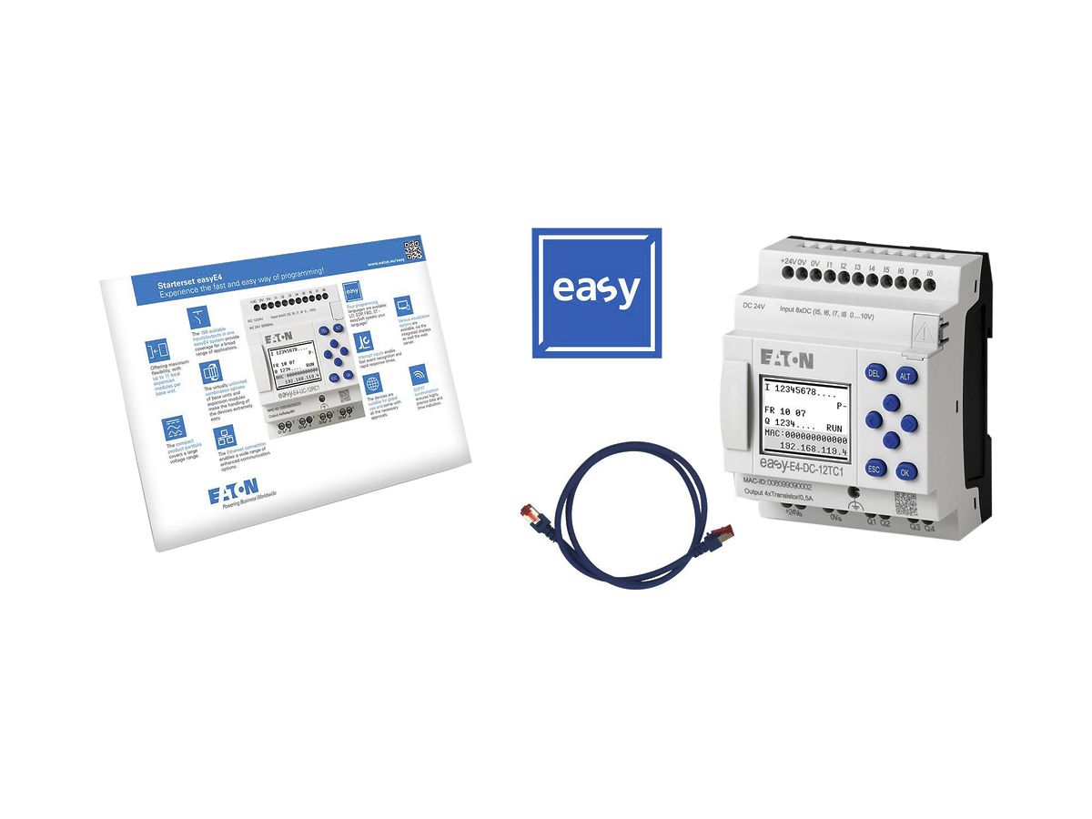 Starterpaket ETN mit EASY-E4-DC-12TC1, Patchleitung und Software-Lizenz