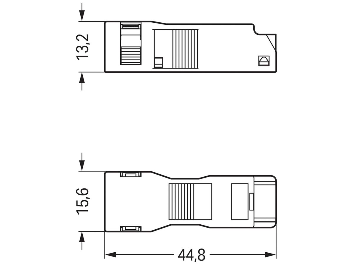 Zugentlastungsgehäuse WINSTA MINI 2L für Ø3.8…8.2mm, schwarz