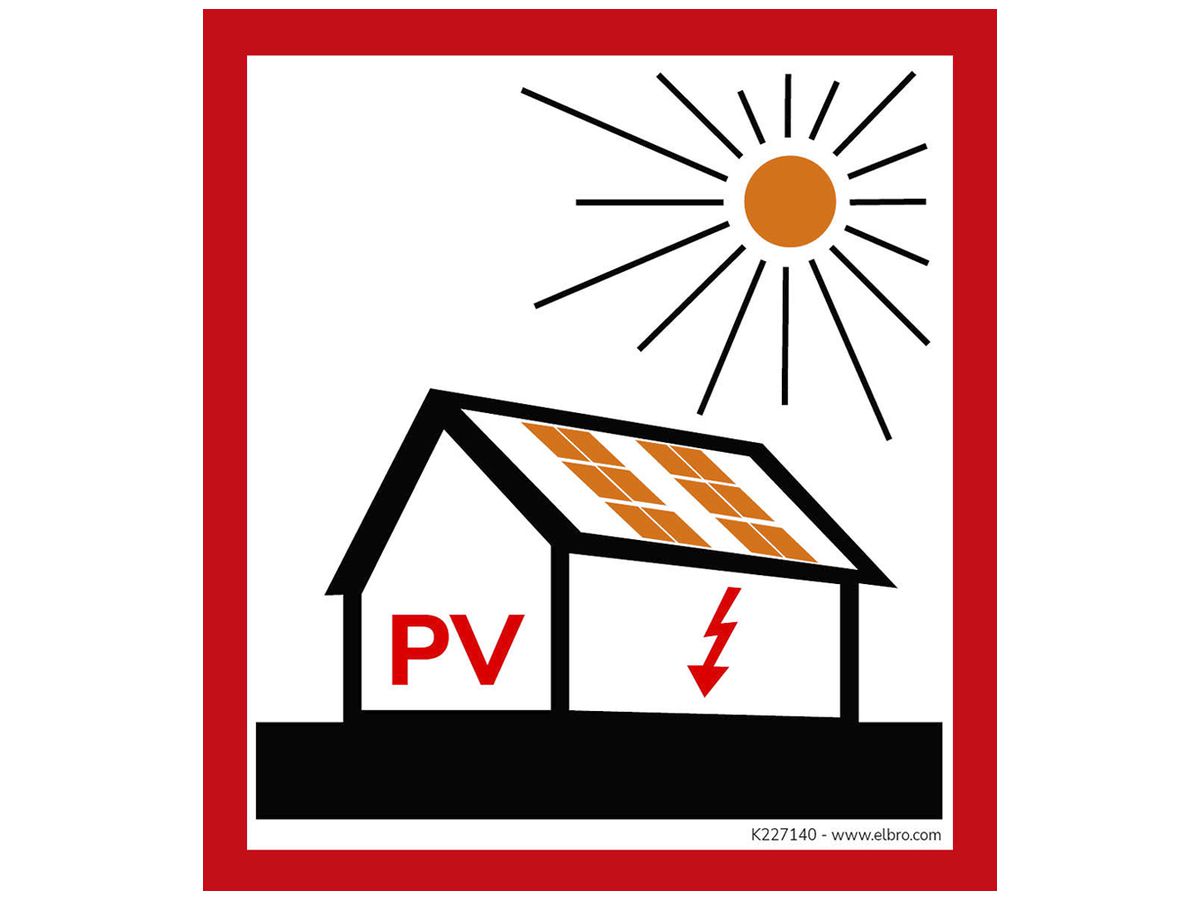 Warnaufkleber ELBRO Photovoltaik 90×100mm rot