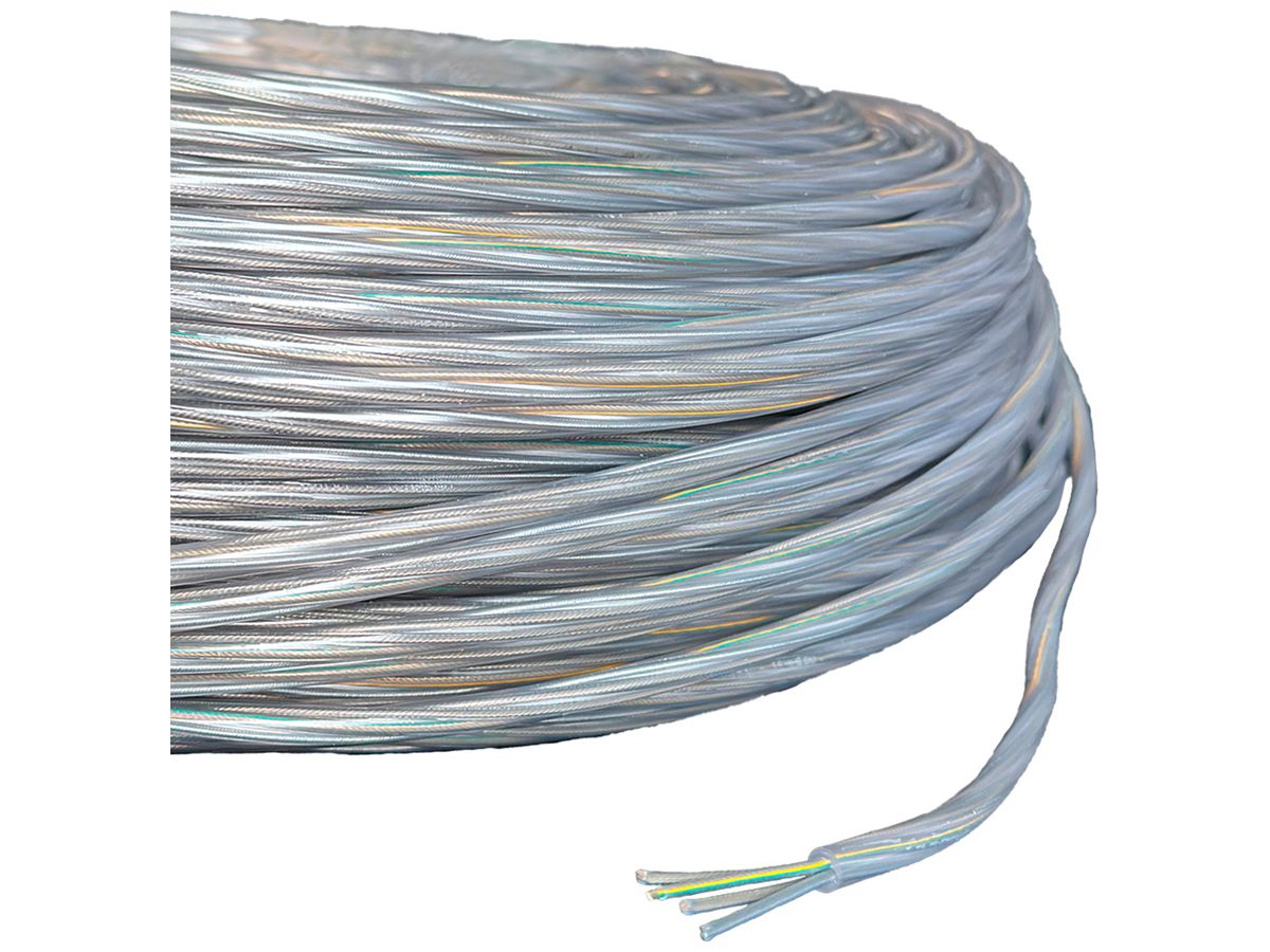 Kabel Elektrogros TDLR 3×0.75mm² transparent mit Stahlseele Rolle à 200m
