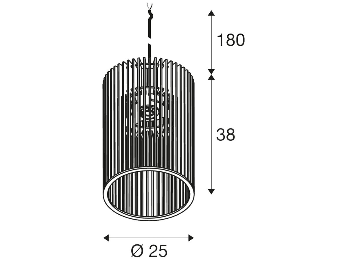 Pendelleuchte SLV WUD cylindrical E27 1×60W direkt Ø250mm braun