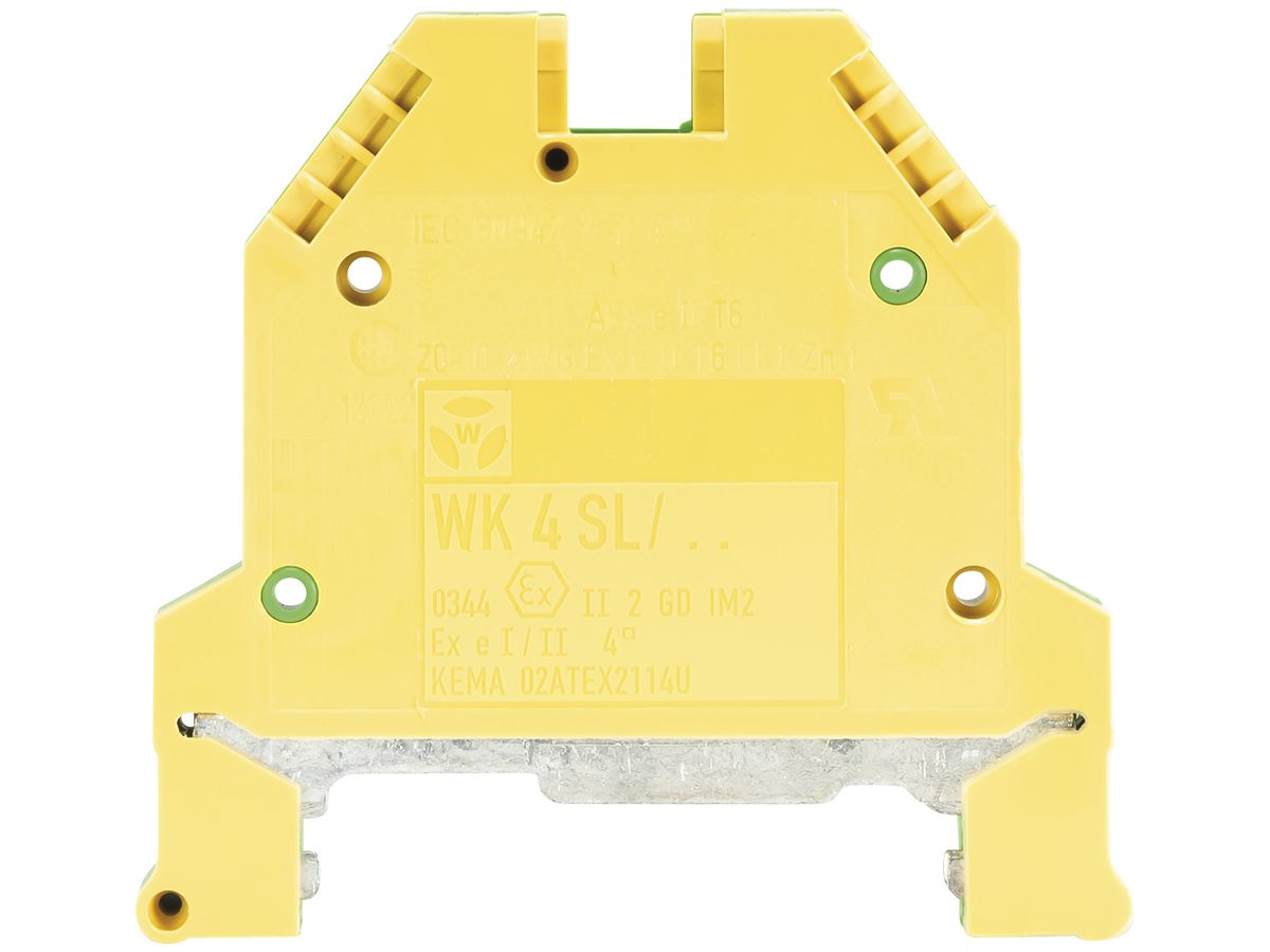 Schutzleiter-Reihenklemme WK 0.5…6mm² 2×Schraub.1 Etage Hutschiene TH35 gn/gb