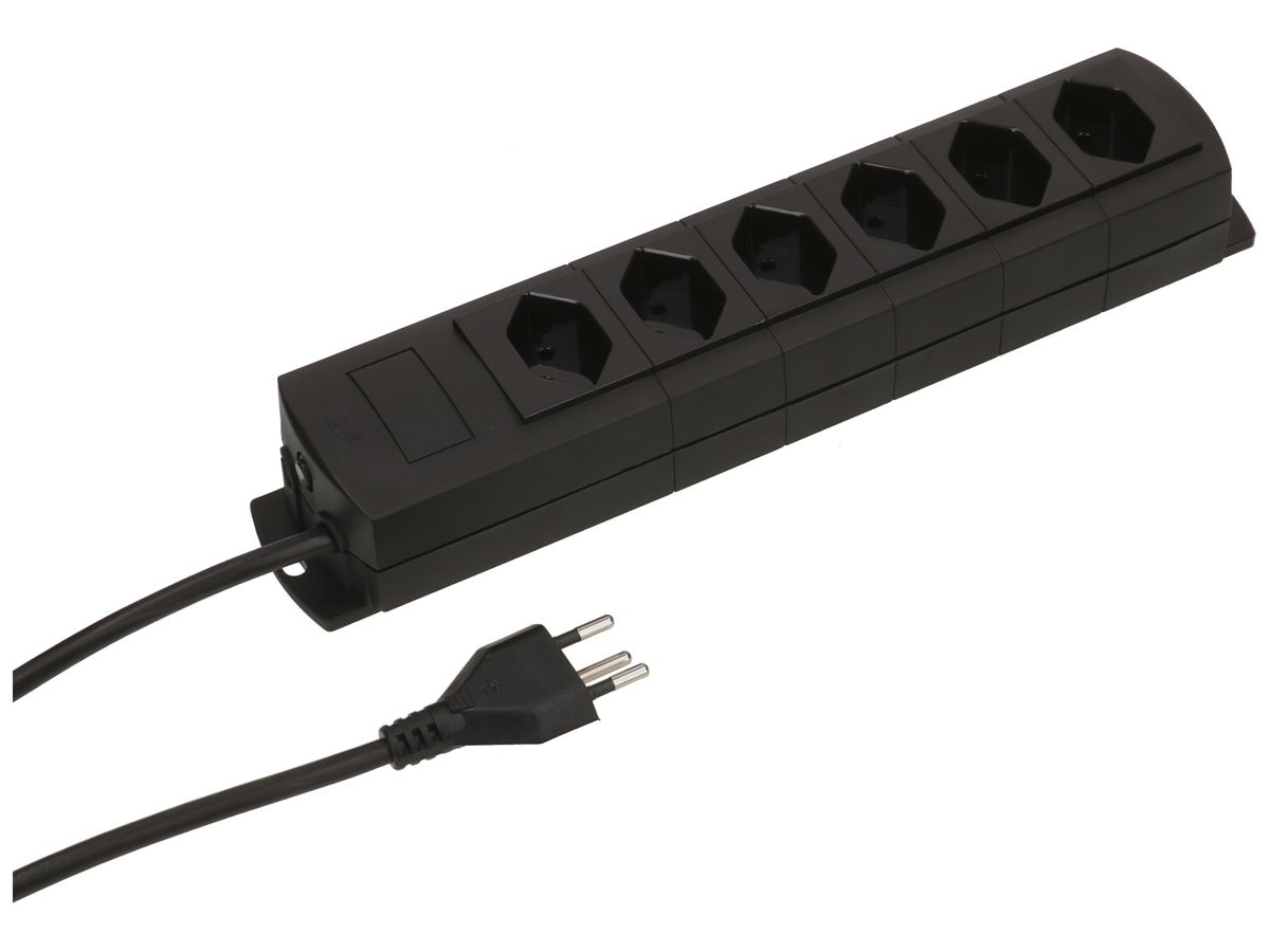 Steckdosenleiste MH 6×T13 Prime-Line Td 3×1mm² 3m schwarz Magnete
