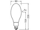 LED-Lampe LEDVANCE HQL FIL P E27 19.4W 3600lm 2700K mattiert 226mm