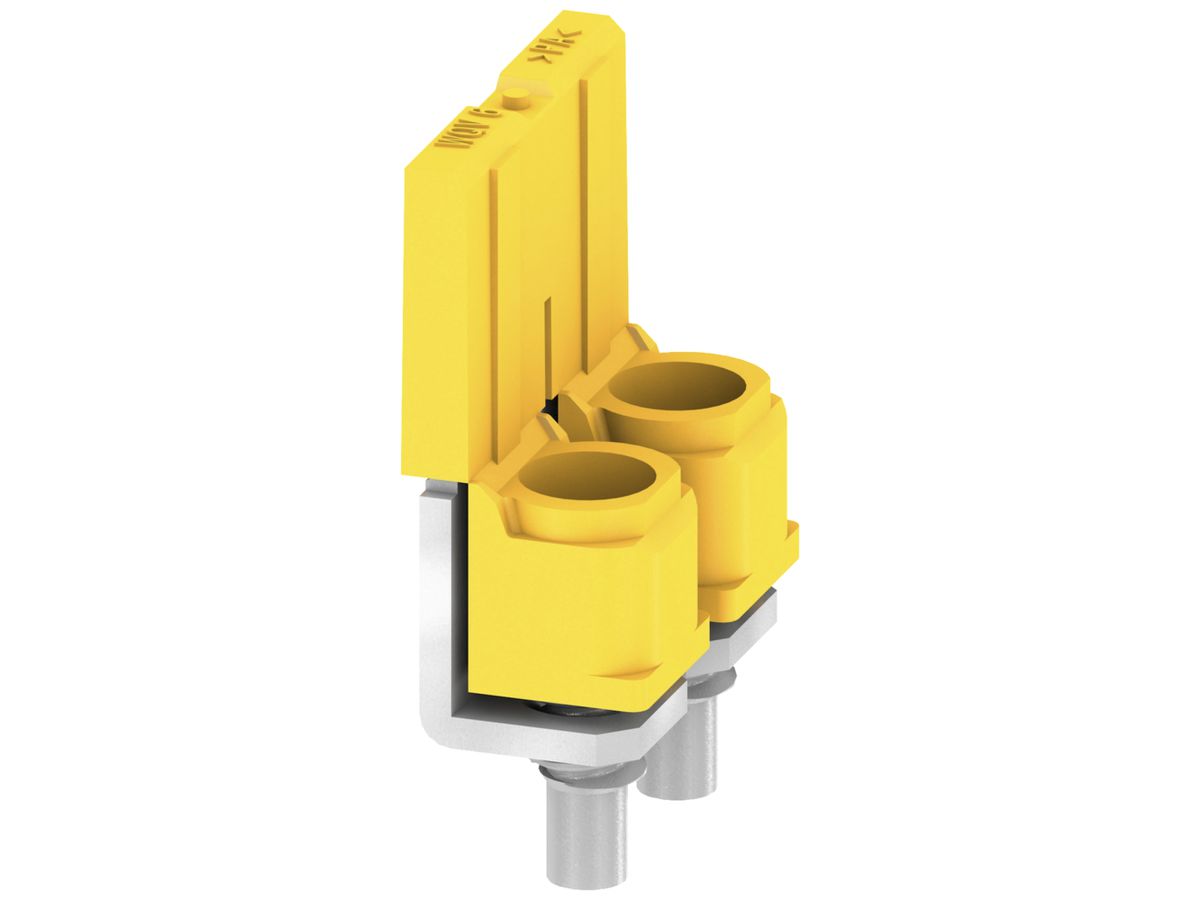 Querverbinder 2 Klemmen 57A 400V 8mm isoliert gelb