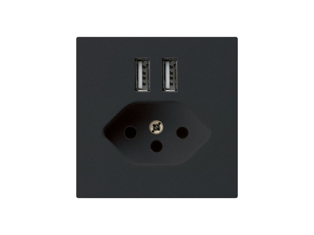Steckdose 2×USB & T13 kallysto A 2400mA schwarz