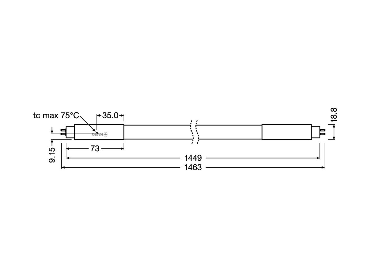 LED-Röhre SubstiTUBE T5 AC HO80, G5 37W 230V 5050lm 830 1449mm