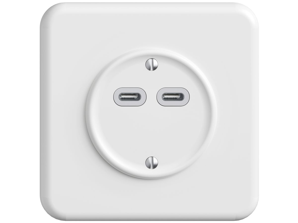 UP-Steckdose USB 18W 2×Typ C Feller STANDARDdue QMI 230V 3600mA weiss