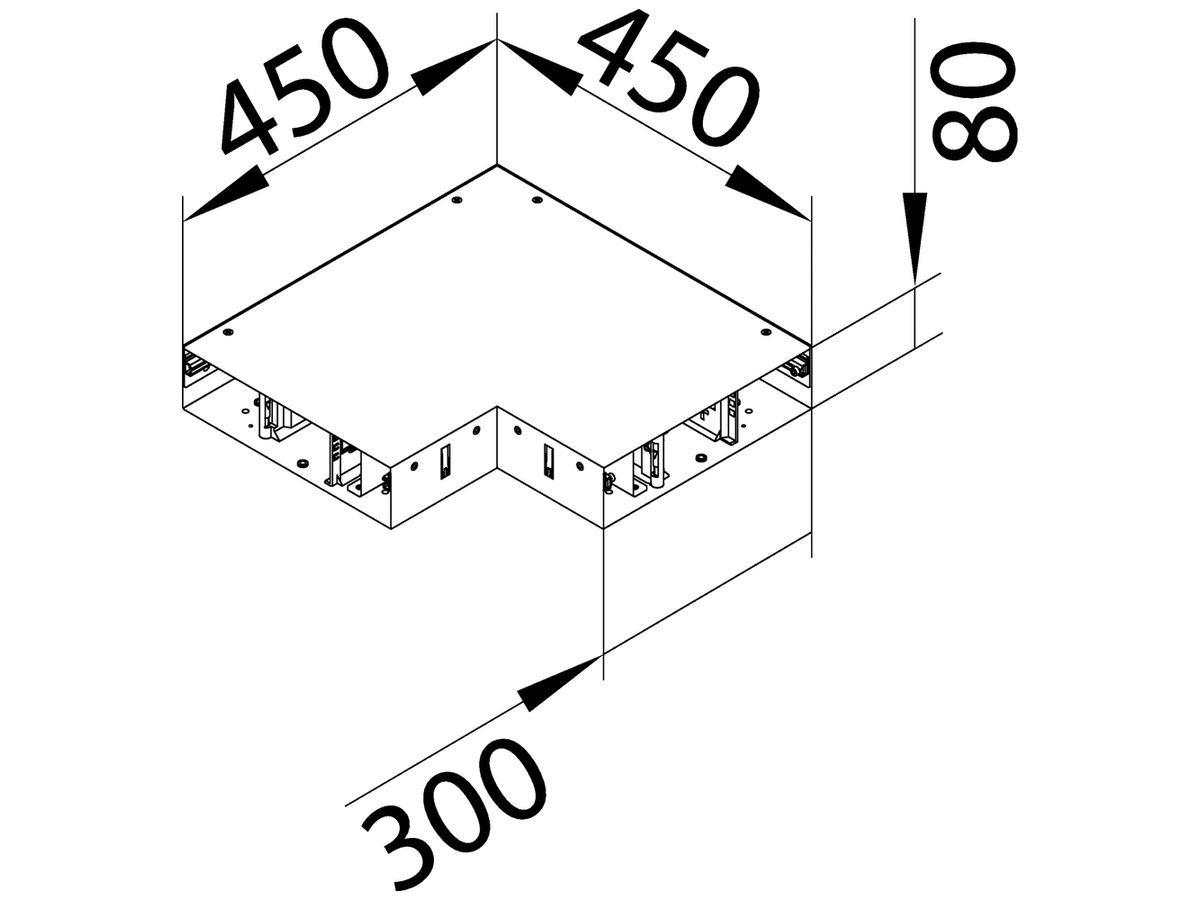 Flachwinkel tehalit BKB Unterteil Ausseneck für Bodenkanal 300×450×80mm