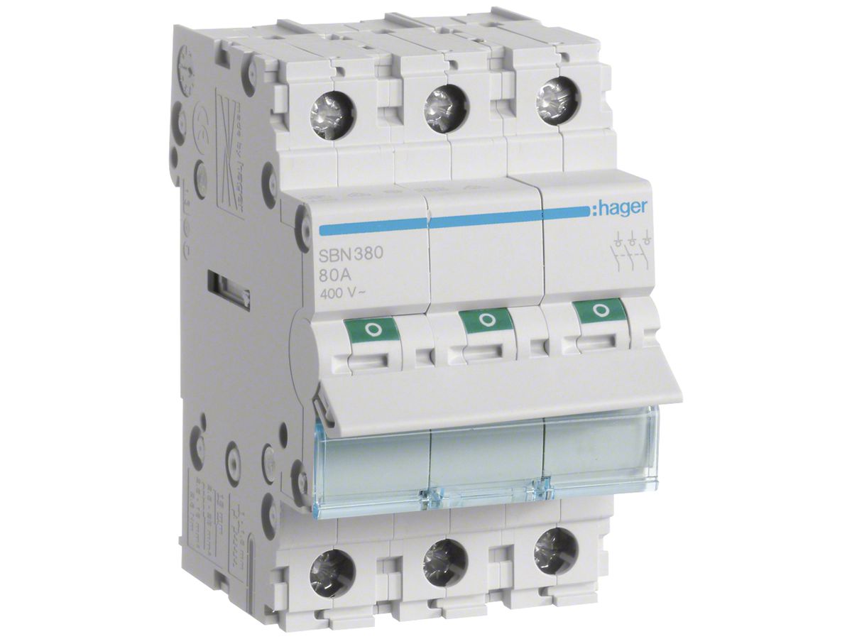 REG-Ausschalter Hager 80A 400V 3 Schliesser 0 Öffner 0 Wechsler 3TE