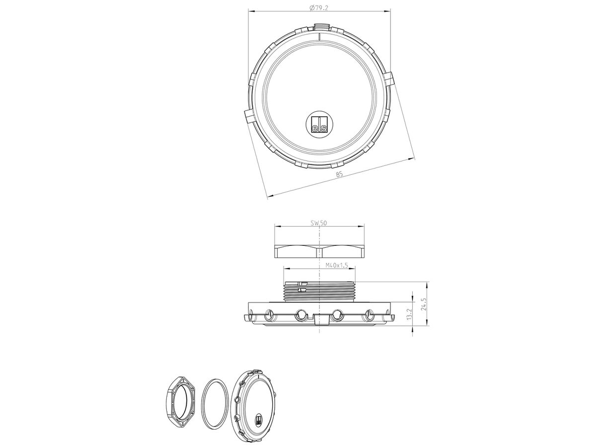 Belüftungselemente-Set Günther Spelsberg BEL Air M40 Ø85mm grau