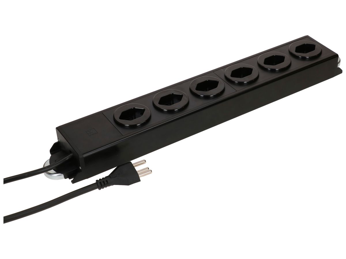 Steckdosenleiste MH POWER LINE 16A 6×T23 1.5m schwarz-schwarz 2×Magnet