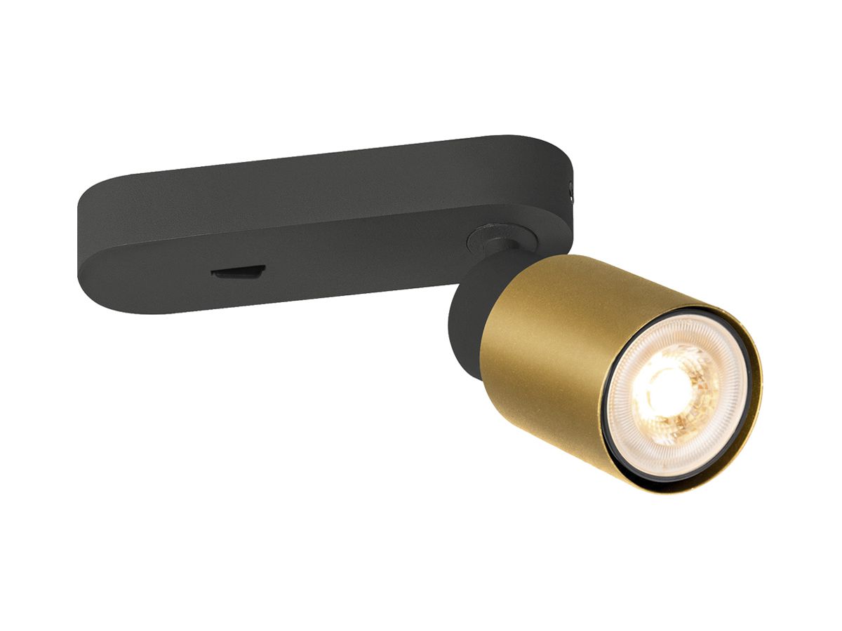 Spot SLV PURI 2.0 Tube CW GU10 1×6W DIM Ø55×150×87mm schwarz/gold