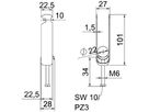 Schnellverleger BET 2056 H-Fuss Metall 16…22mm 3×Kabel Stahl tfZn