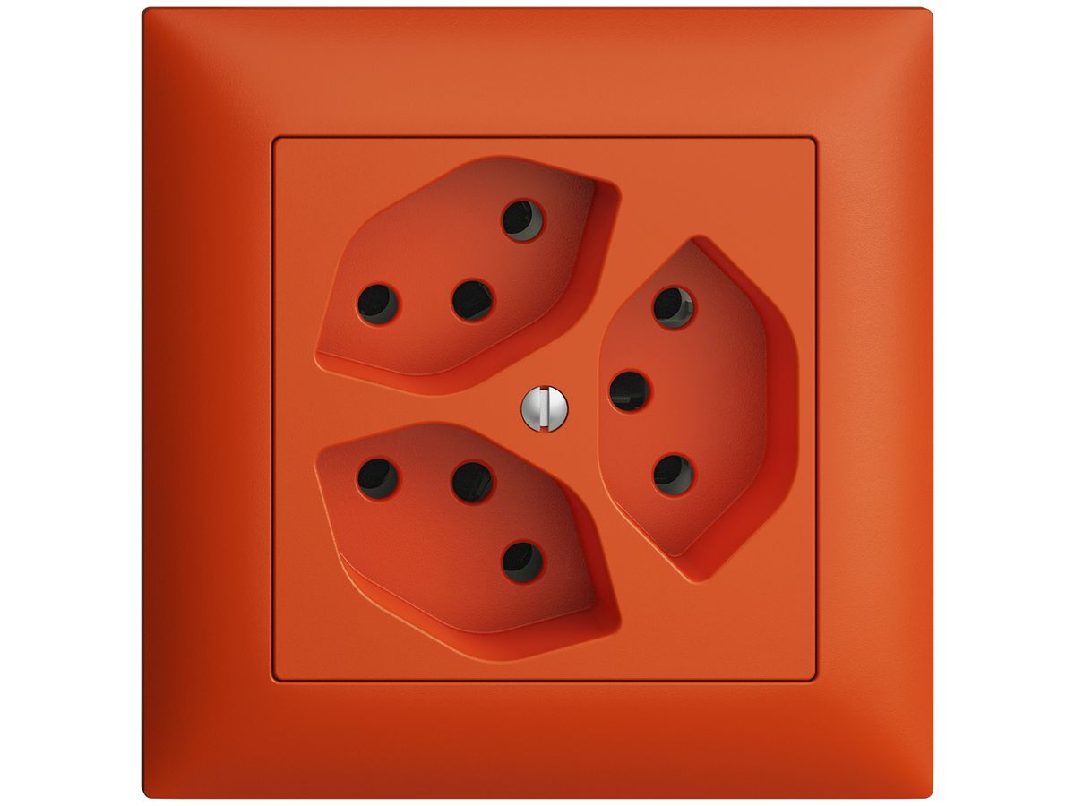 UP-Steckdose EDIZIOdue 3×T13 orange mit Shutter