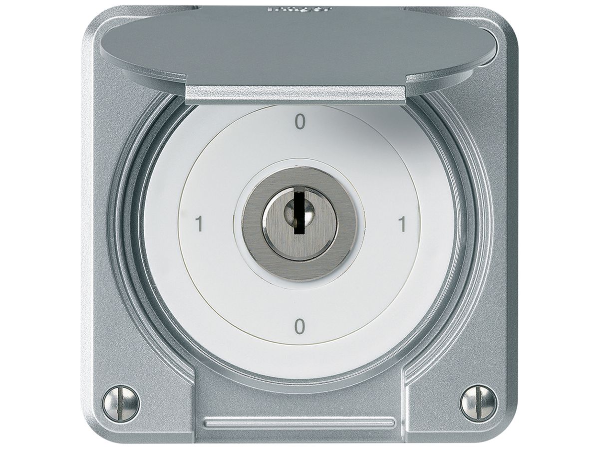 UP-Schlüsselschalter robusto IP55 mit Klappdeckel S0/1P aluminium f.Kombination