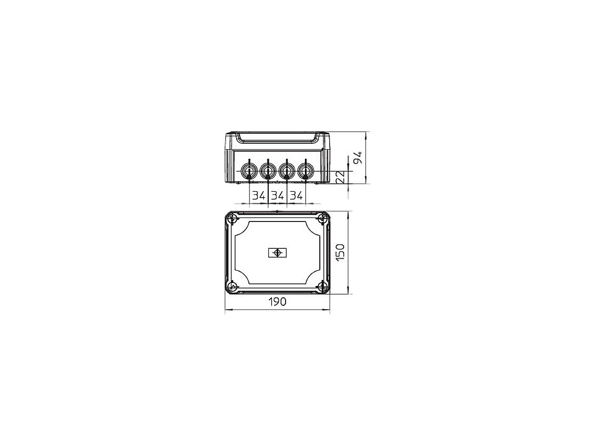 Kabelabzweigkasten Bettermann 190×150×94mm mit Deckel transparent