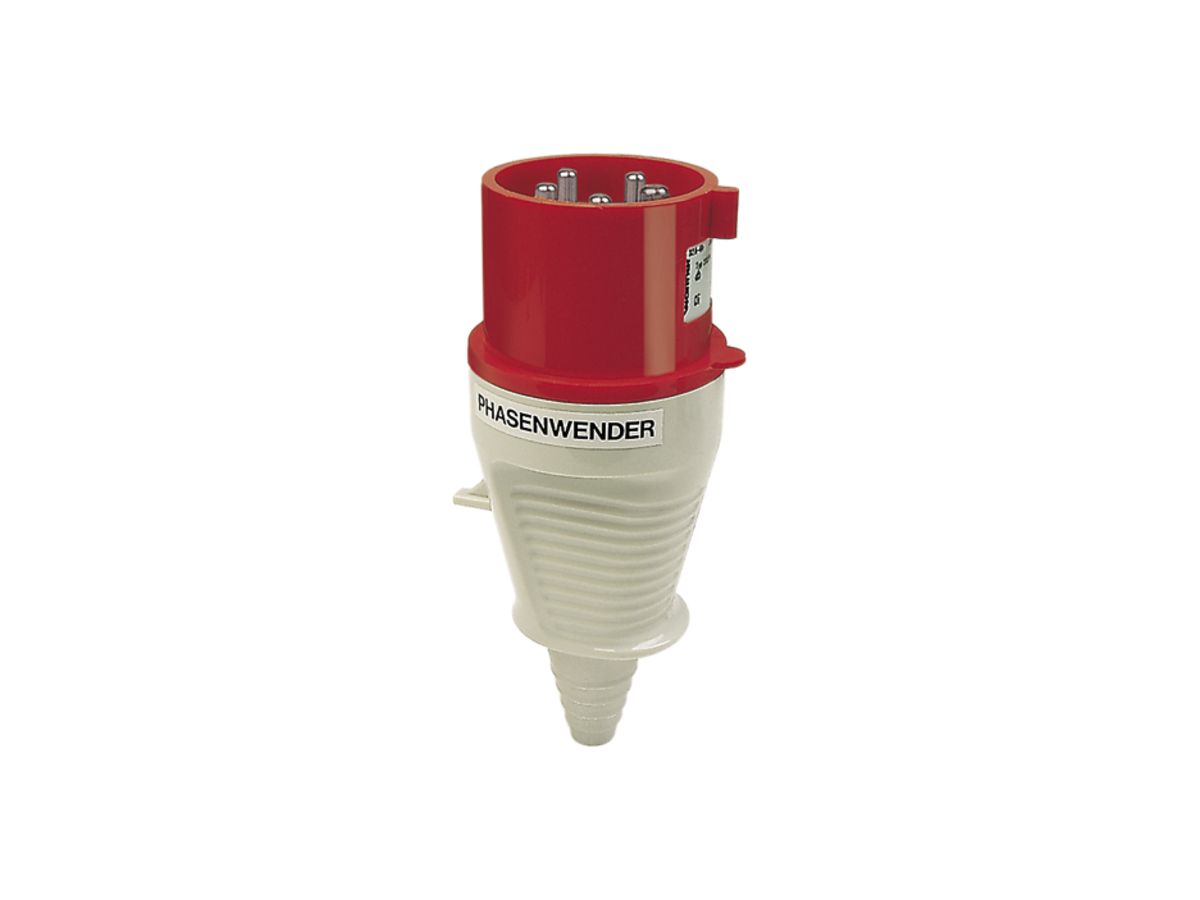Phasenwender-Stecker CEEtyp 5L 16A 6h, Kontakte vernickelt