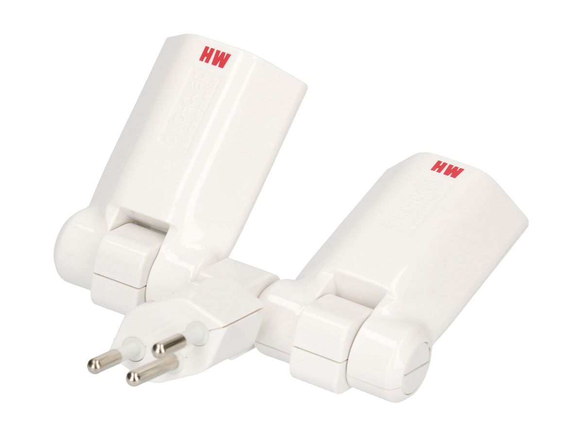 Mehrfachstecker MAX HAURI Clip-Clap 2×T13 weiss mit Kinderschutz