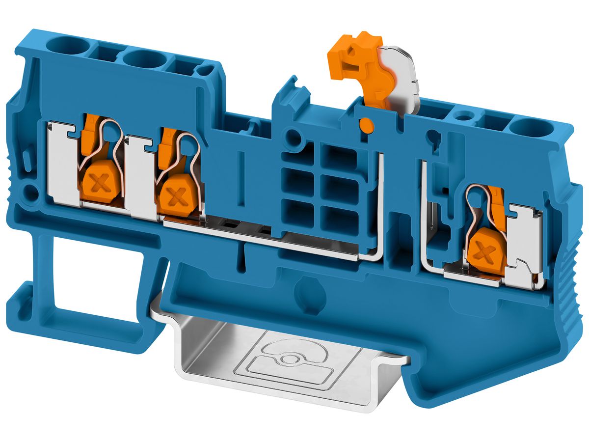 Messertrennklemme PX XT 2,5-TWIN-MT BU 4mm² 20A 500V 3×1 TH35 bl