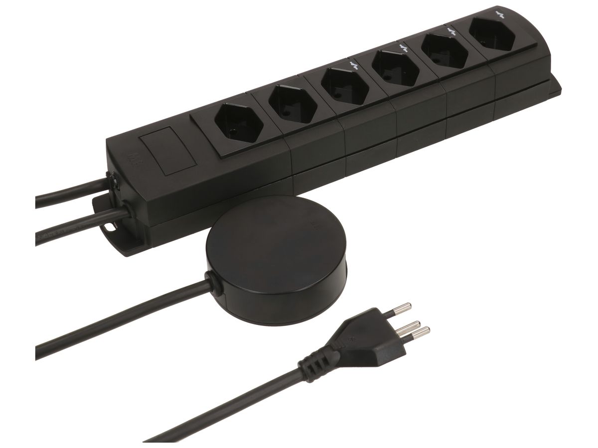 Steckdosenleiste MH Prime-Line 4+2×T13 Td 3×1mm² 3m schwarz ext.Schalter Magnete