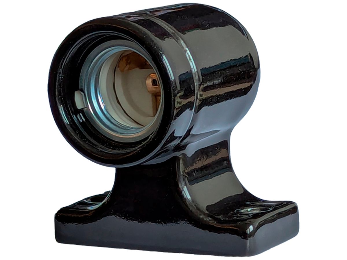 Fassung Elektrogros Aufbaufassung E27 Porzellan schwarz