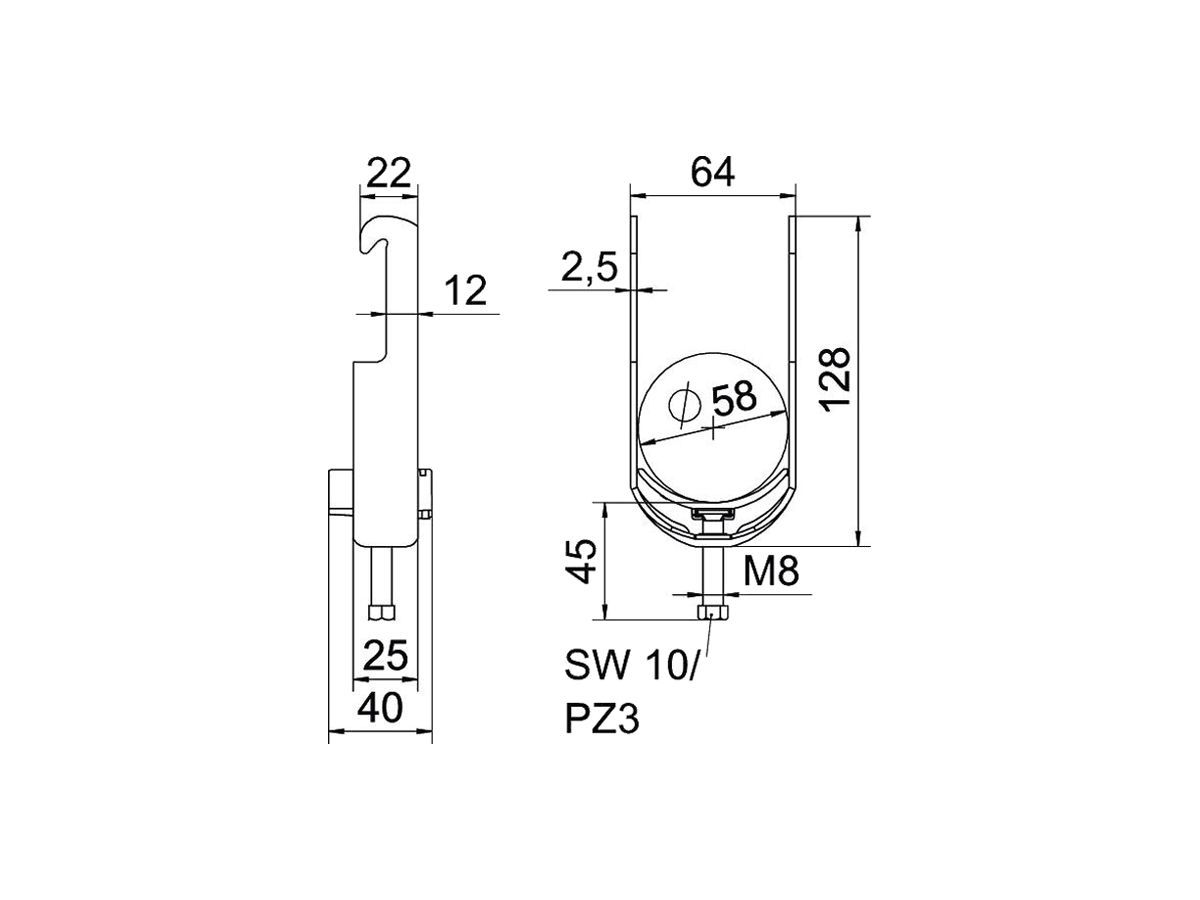 Schnellverleger BET 2056 W-Fuss Kunststoff 52…58mm 1×Kabel Aluminium