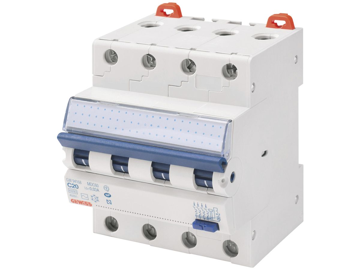 Fehlerstrom-/Leitungsschutzschalter GEWISS, 4-polig C 16A 30mA Typ A