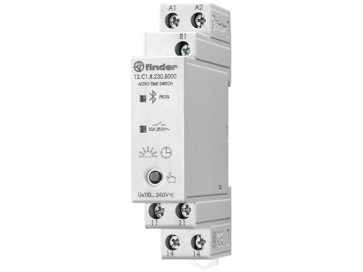REG-Astrozeitschaltuhr FINDER 12.C1 1NO 10A 110…240VUC Bt 1TE